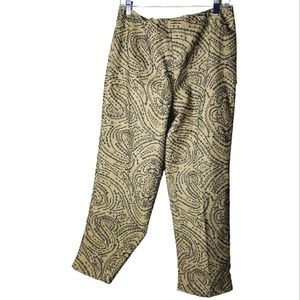 Talbots Linen Blnd Cropped Embroidered Preppy Coastal Boho Slacks Flat Front 14p